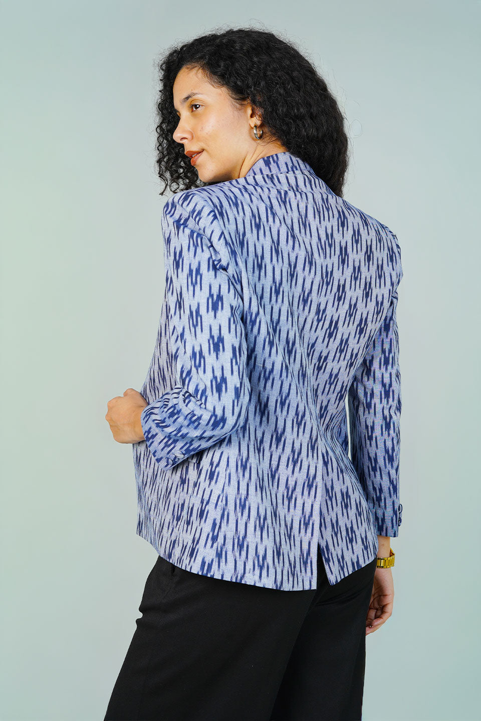 Blue Ikat Cotton Blazer