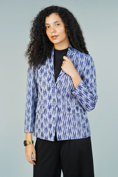 Blue Ikat Cotton Blazer