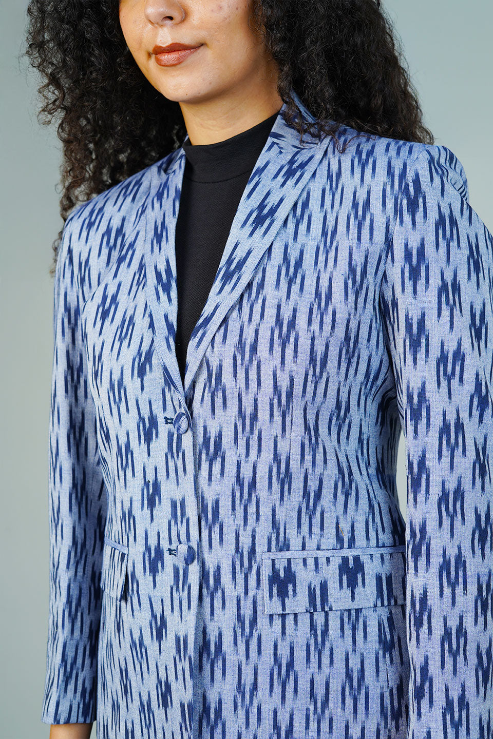 Blue Ikat Cotton Blazer