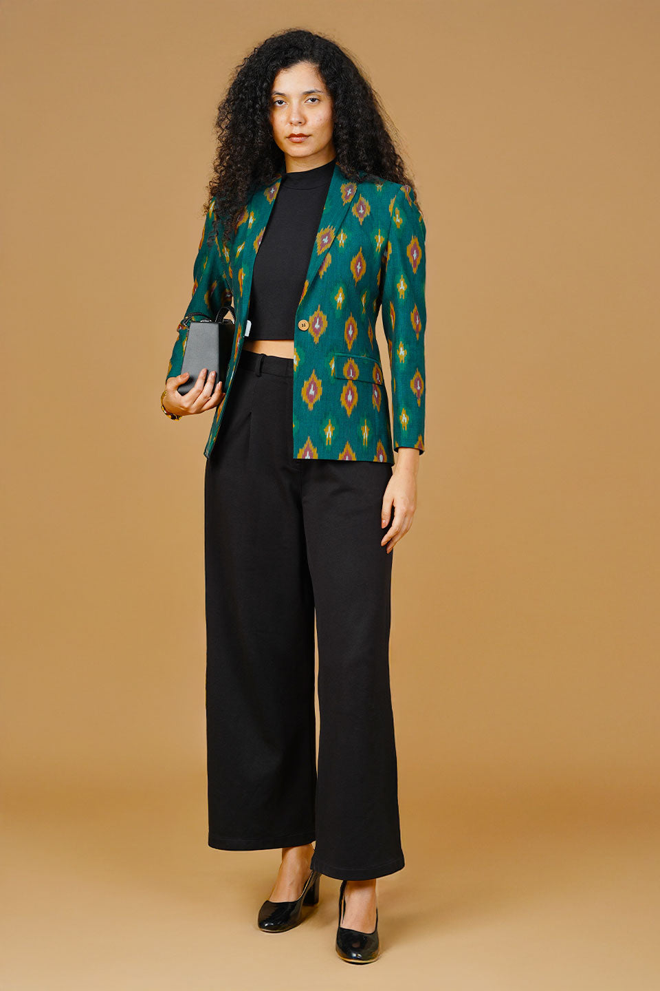 Green Ikat Cotton Blazer
