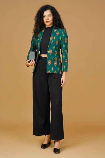 Green Ikat Cotton Blazer