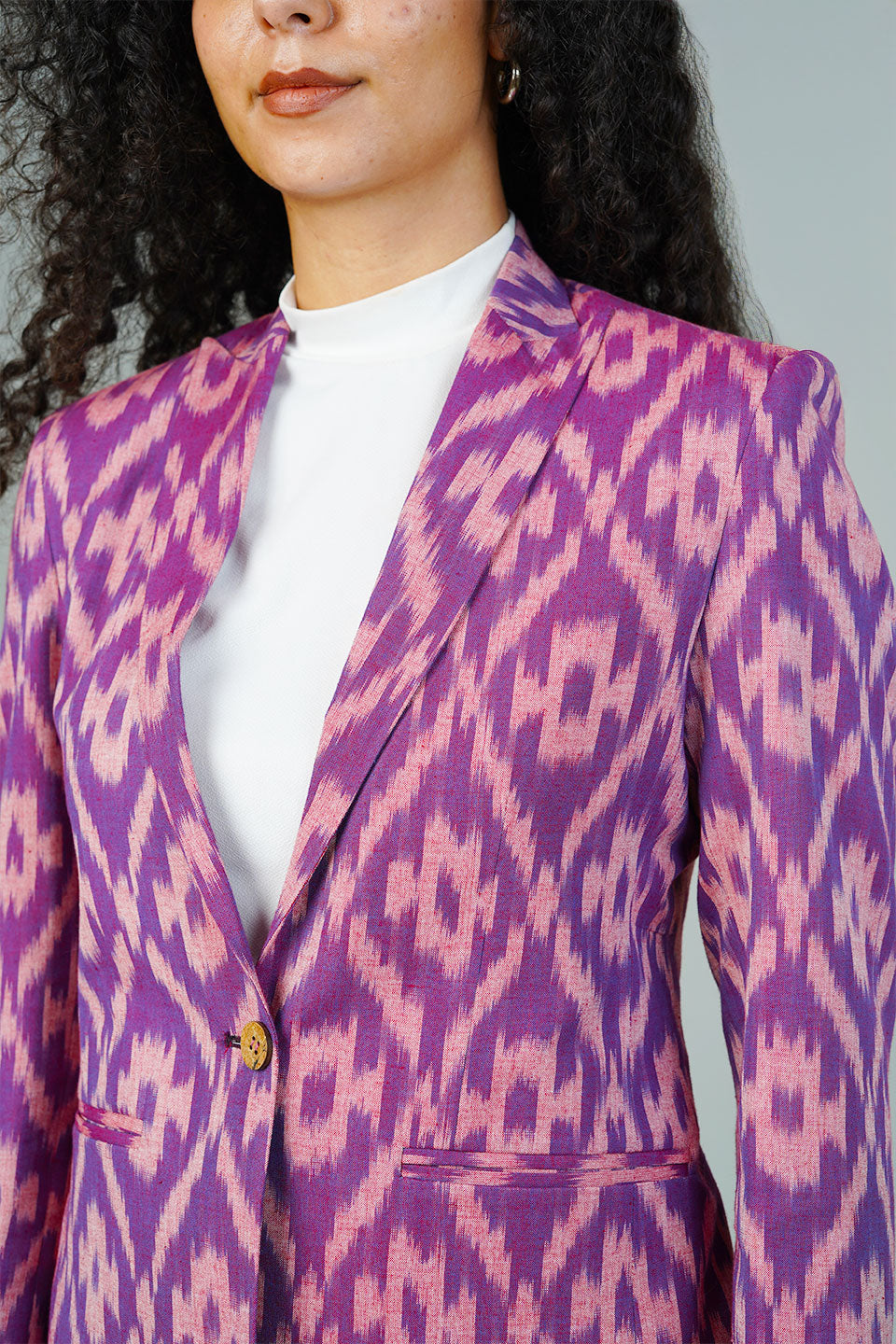 Purple Ikat Cotton Blazer