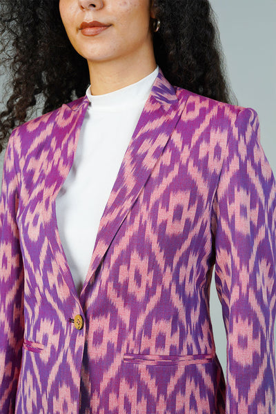 Purple Ikat Cotton Blazer