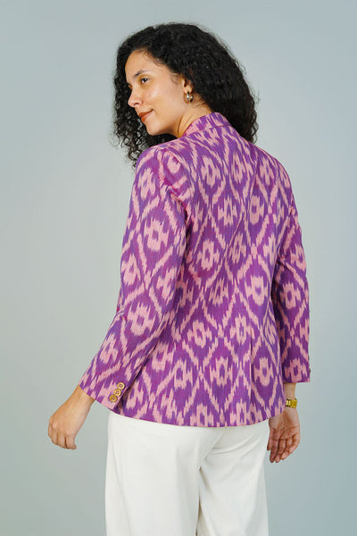 Purple Ikat Cotton Blazer