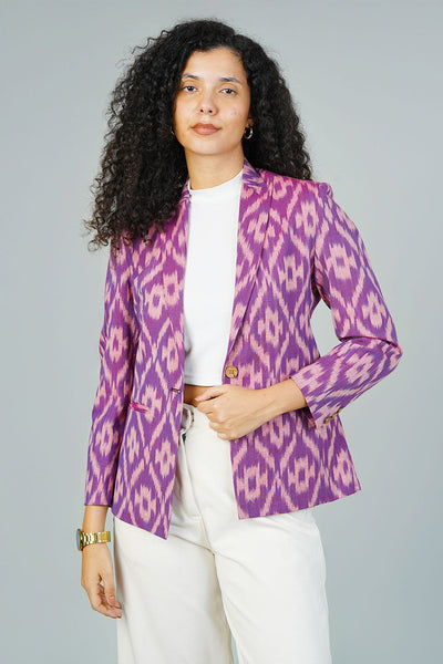 Purple Ikat Cotton Blazer