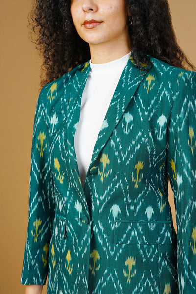 Green Ikat Cotton Blazer