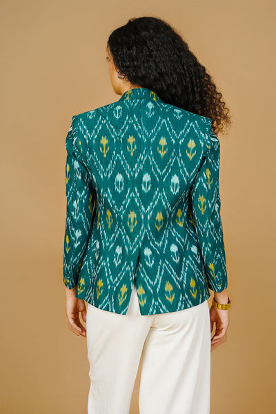 Green Ikat Cotton Blazer