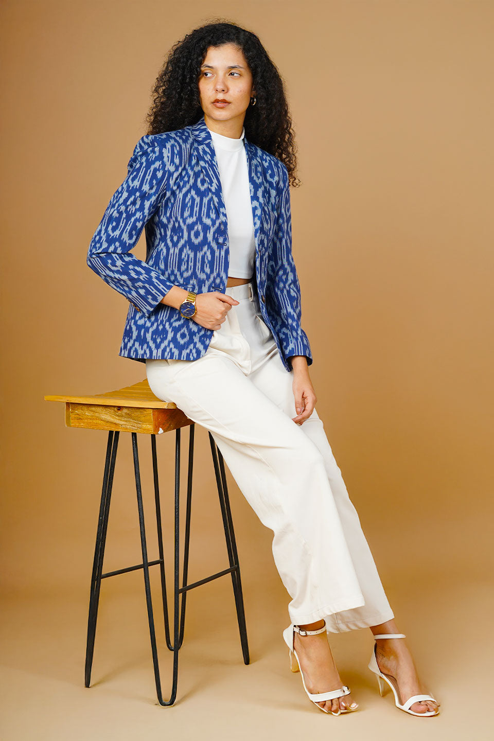 Green Ikat Cotton Blazer
