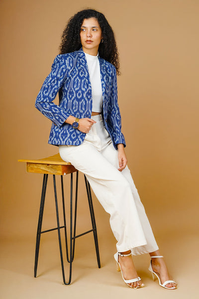 Green Ikat Cotton Blazer