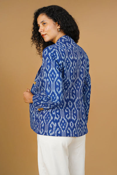 Green Ikat Cotton Blazer
