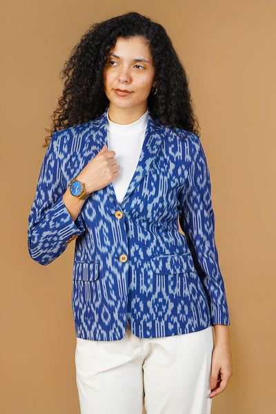 Green Ikat Cotton Blazer
