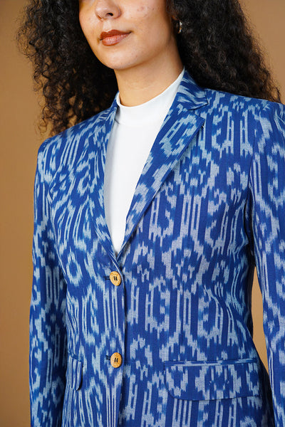 Green Ikat Cotton Blazer
