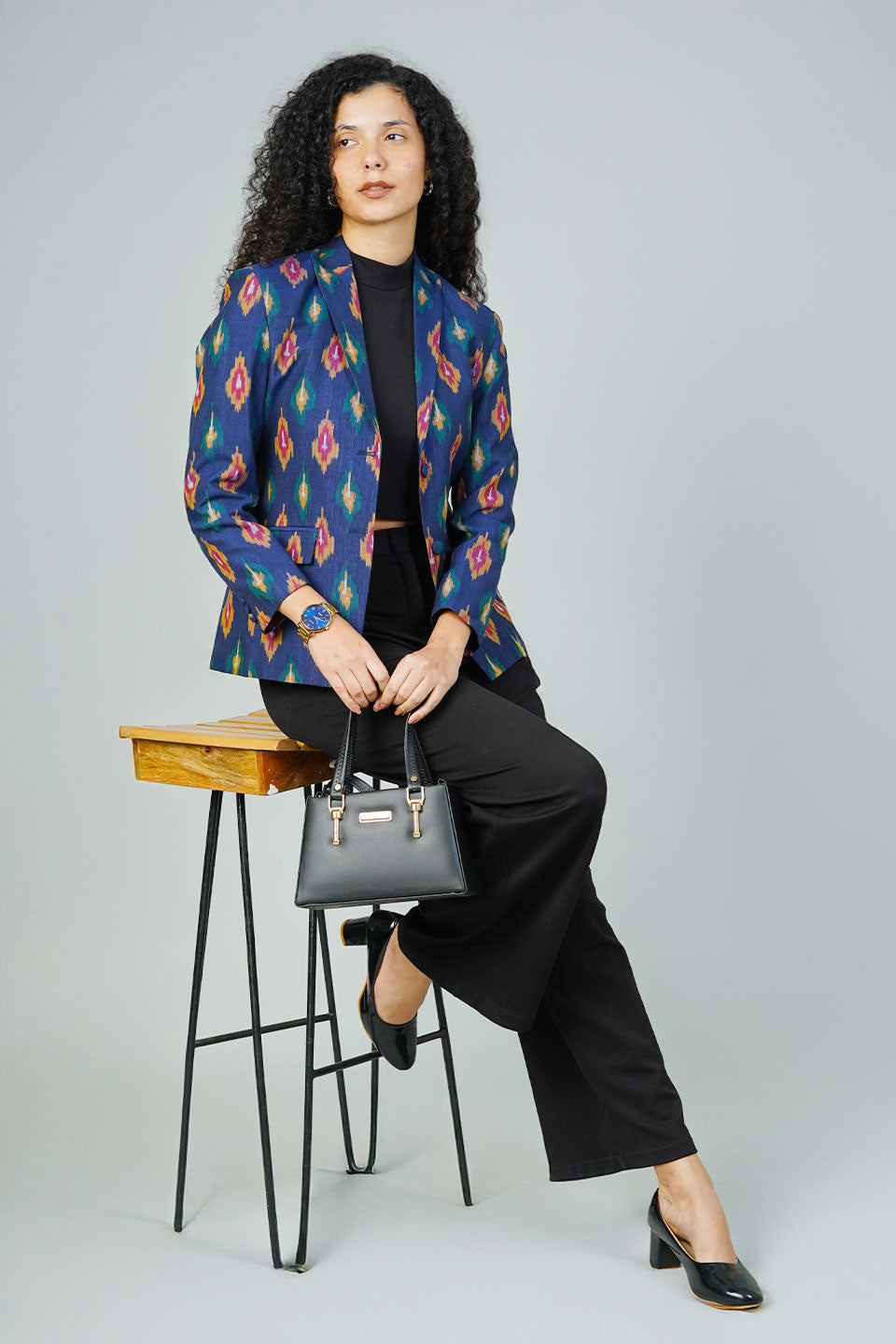 Blue Ikat Cotton Blazer