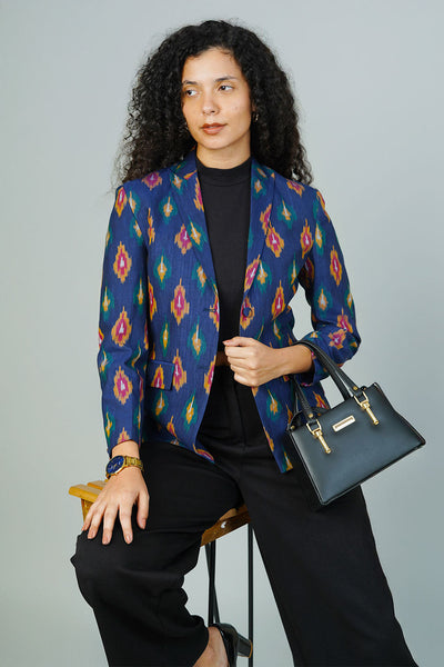 Blue Ikat Cotton Blazer