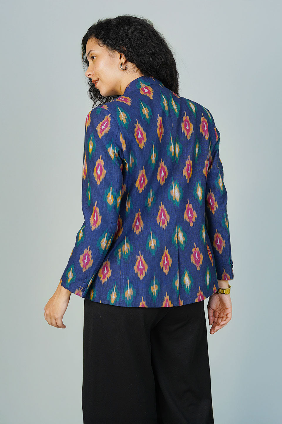 Blue Ikat Cotton Blazer