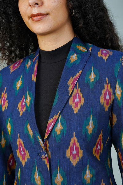 Blue Ikat Cotton Blazer