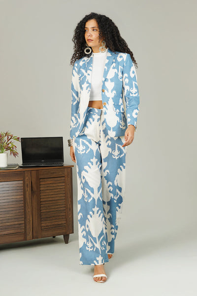 Blue Screen Print Cotton Suit
