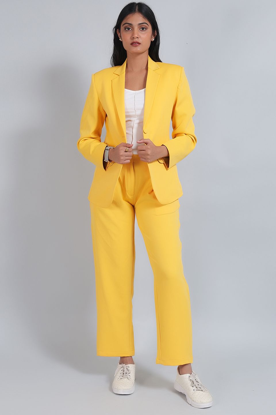 Polyester Cotton Yellow Suit