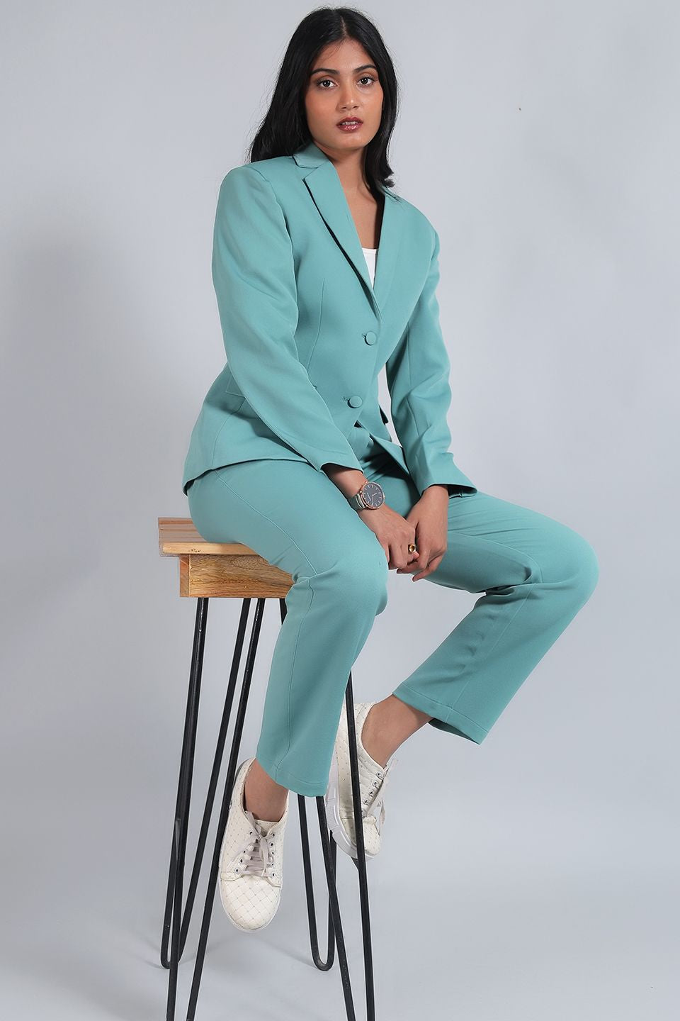 Polyester Cotton Green Suit