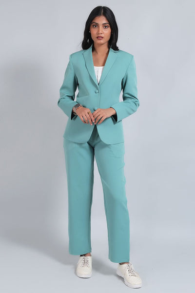 Polyester Cotton Green Suit