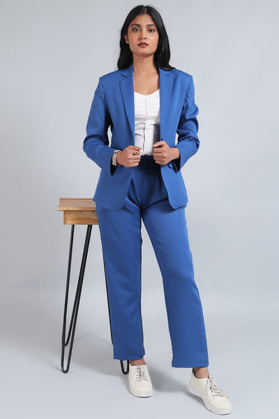 Polyester Cotton Blue Suit