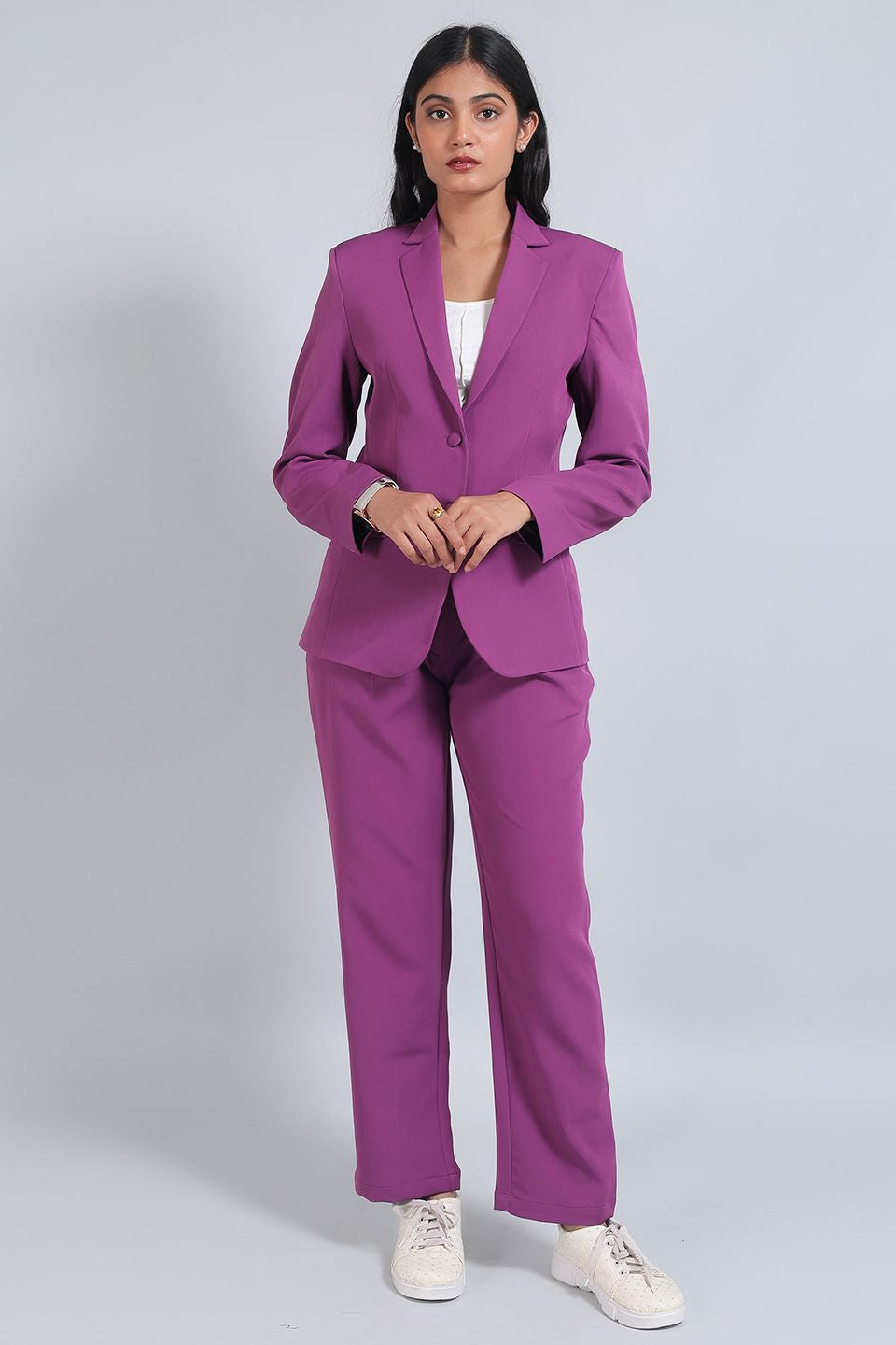 Polyester Cotton Purple Suit