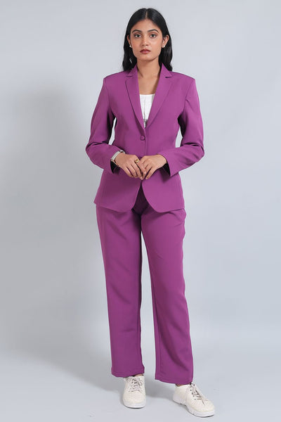 Polyester Cotton Purple Suit