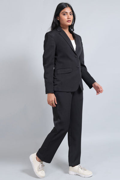 Polyester Cotton Black Suit