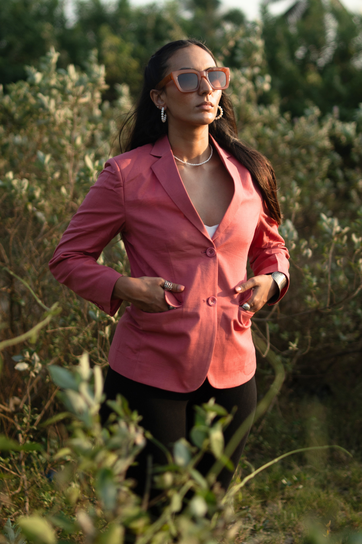 Linen Cotton Pink Blazer