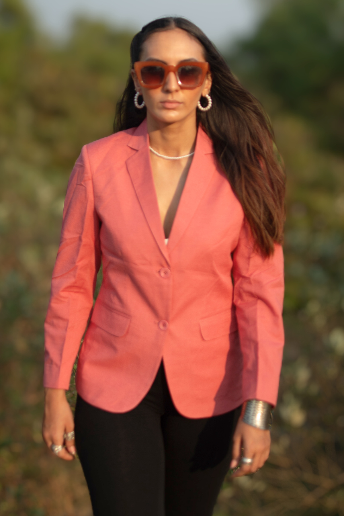 Linen Cotton Pink Blazer