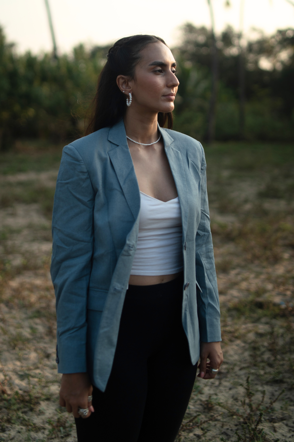 Linen Cotton Grey Blazer