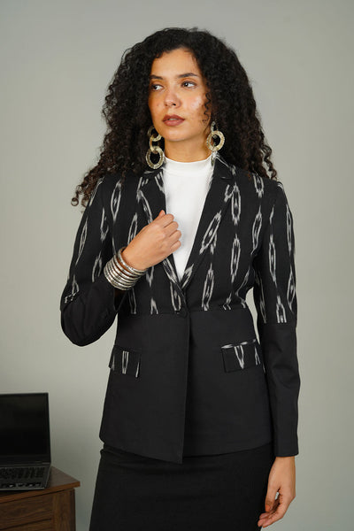 Black Ikat Cotton Blazer