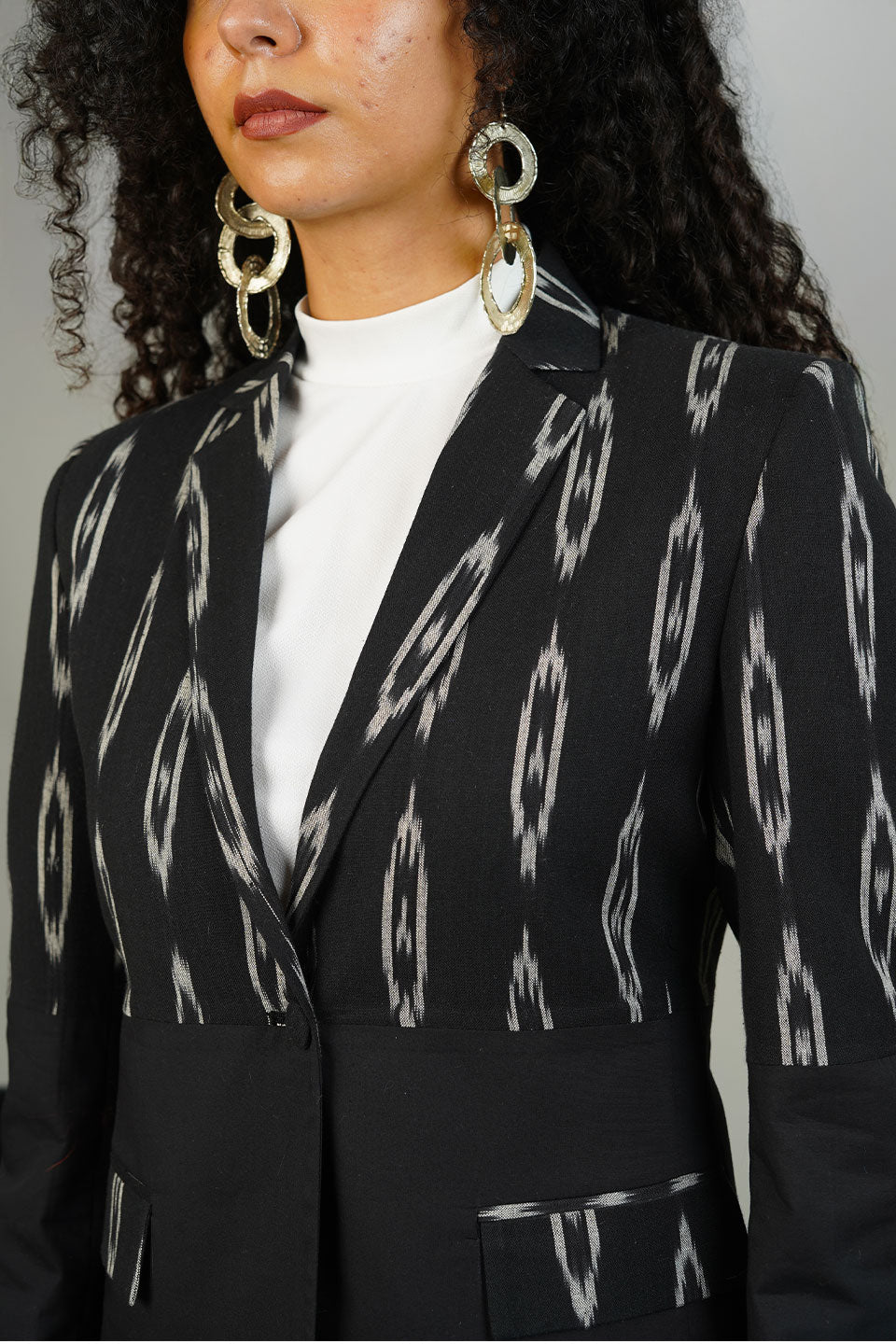 Black Ikat Cotton Blazer