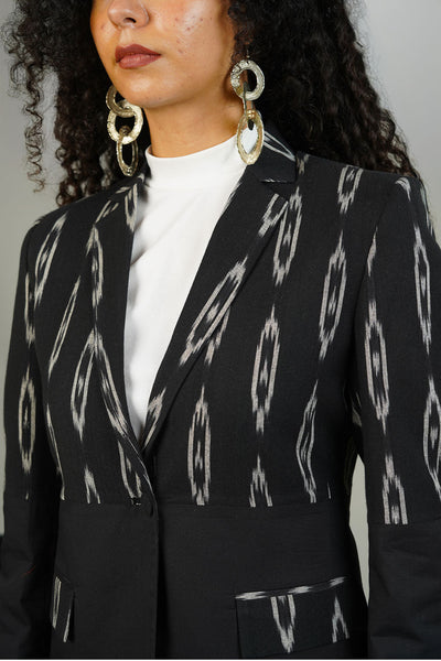 Black Ikat Cotton Blazer
