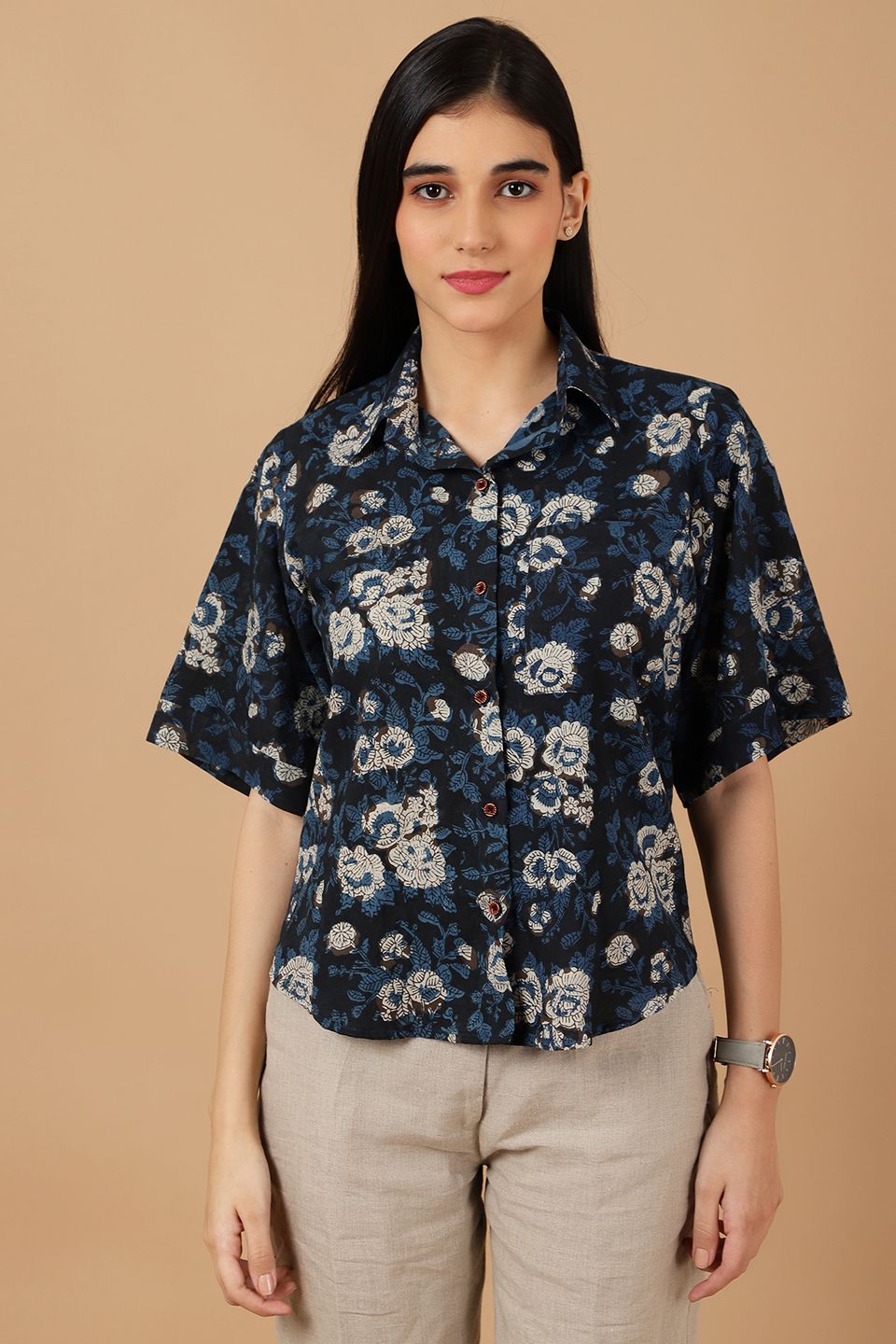 Bagru Black Cotton Shirt