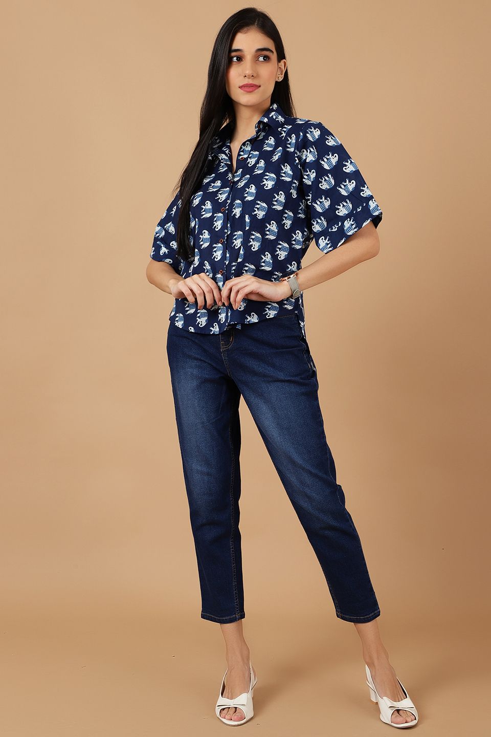 Indigo Blue Cotton Shirt