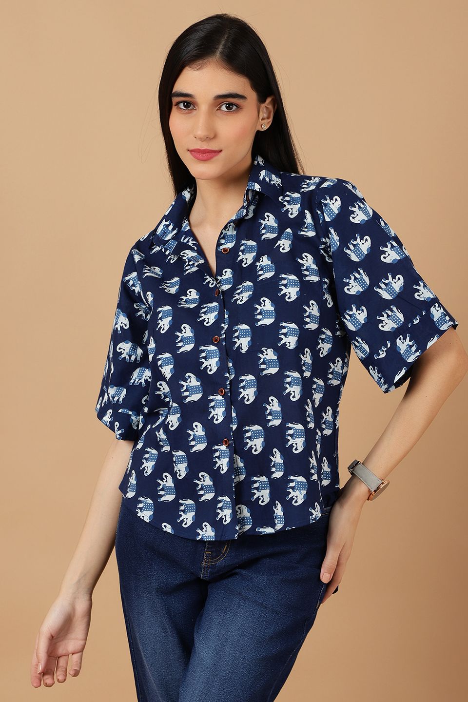 Indigo Blue Cotton Shirt