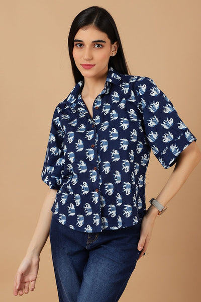 Indigo Blue Cotton Shirt