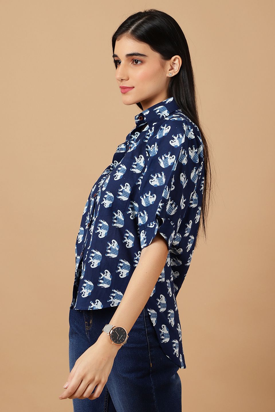 Indigo Blue Cotton Shirt