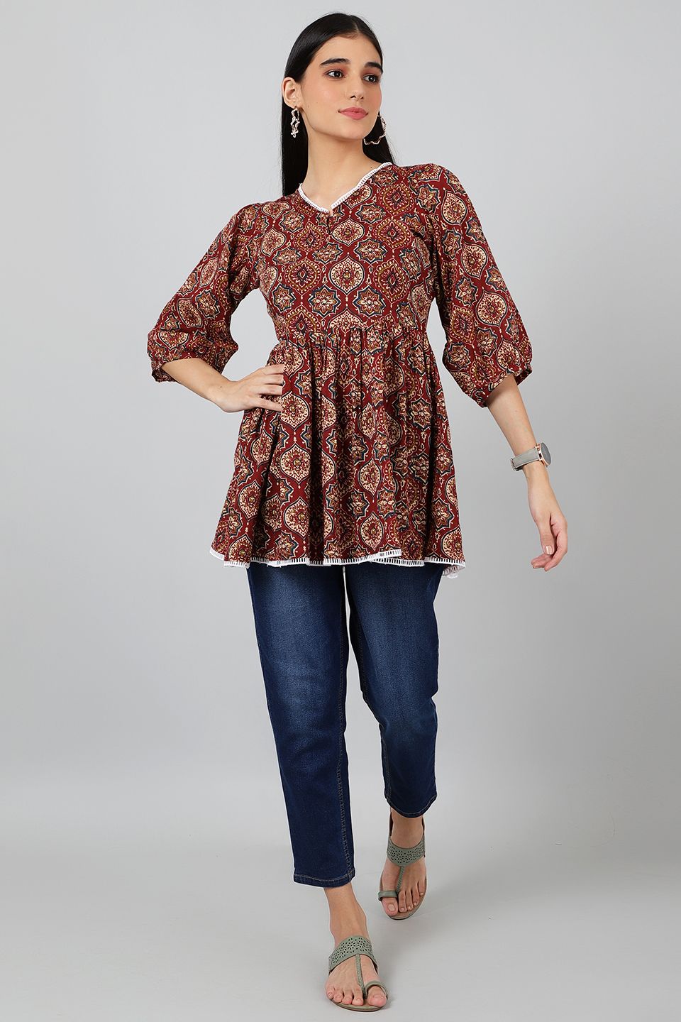 Jaipur Cotton Maroon Shirt