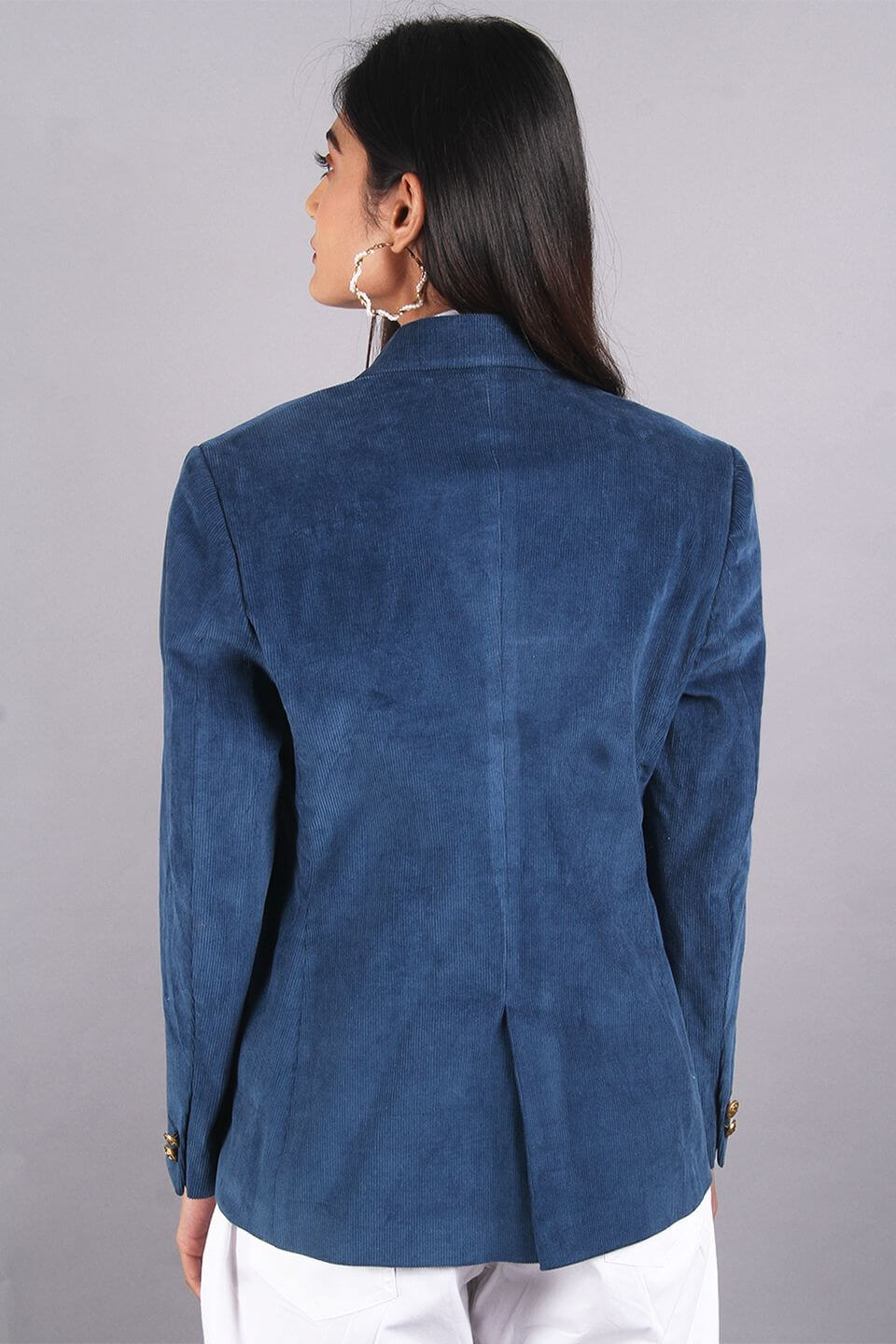 Corduroy Cotton Blue Blazer