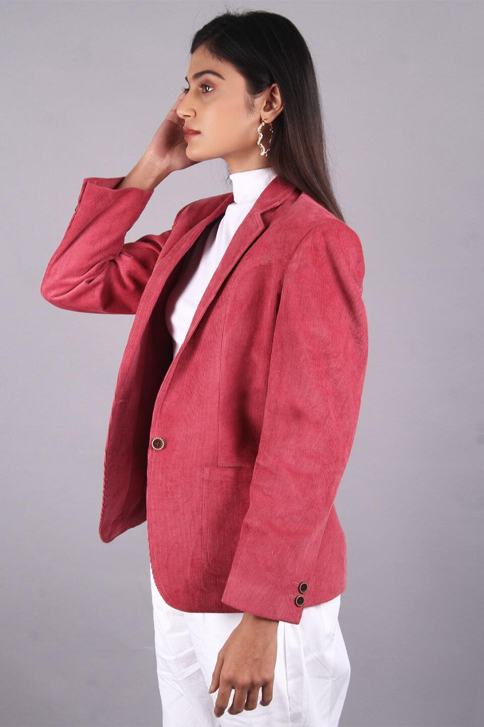 Corduroy Cotton Pink Blazer