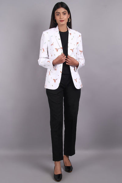 100% Premium Cotton White Blazer