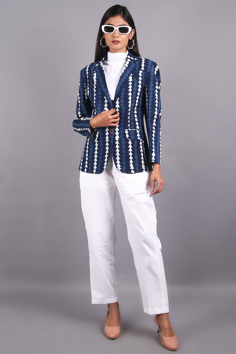 Indigo Blue Cotton Blazer