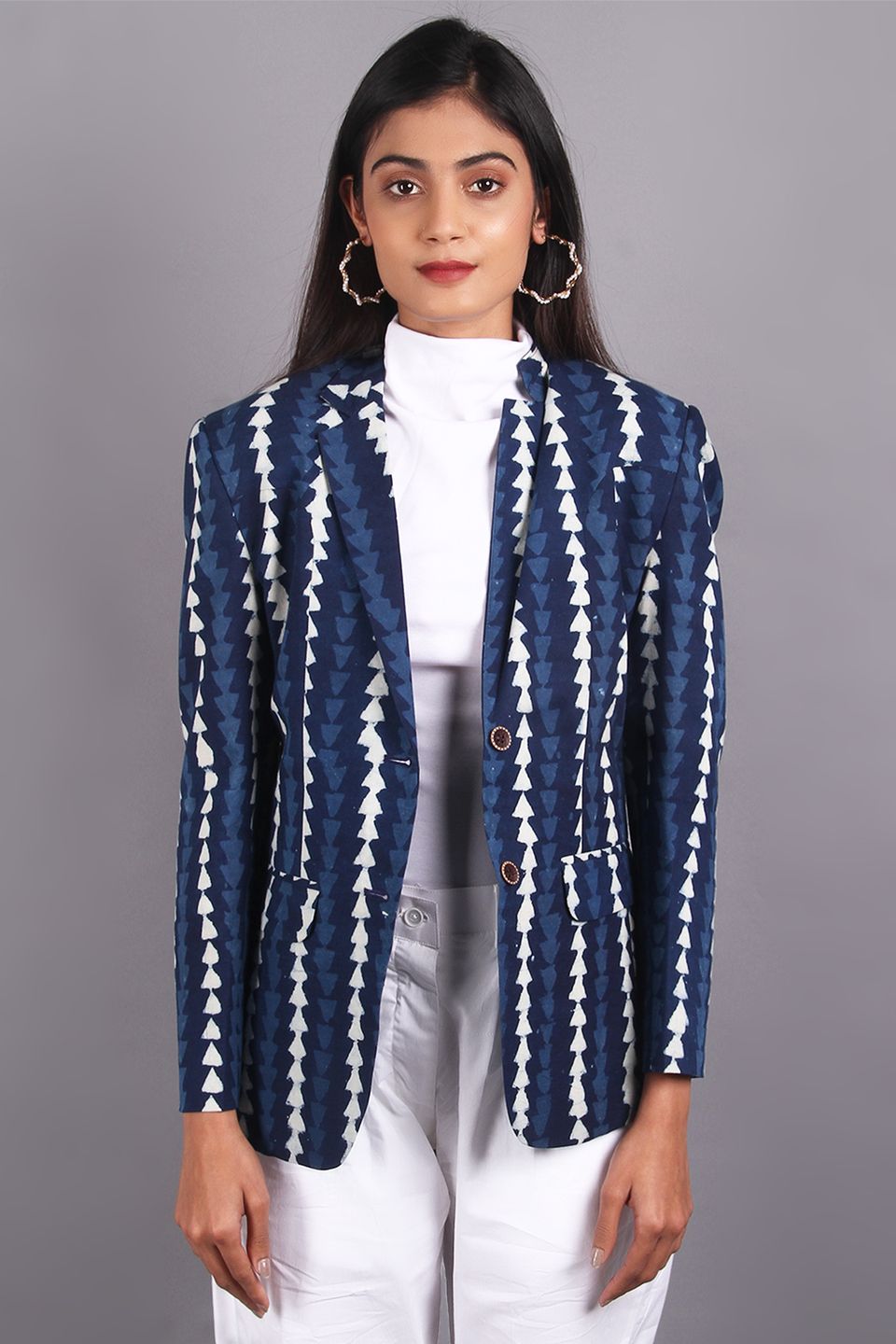 Indigo Blue Cotton Blazer