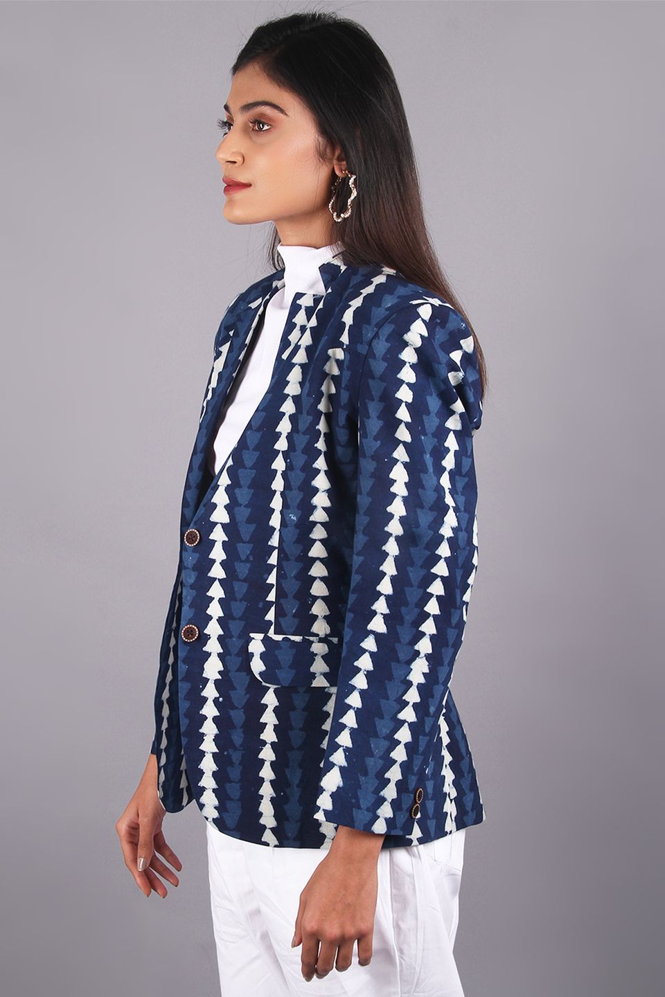 Indigo Blue Cotton Blazer