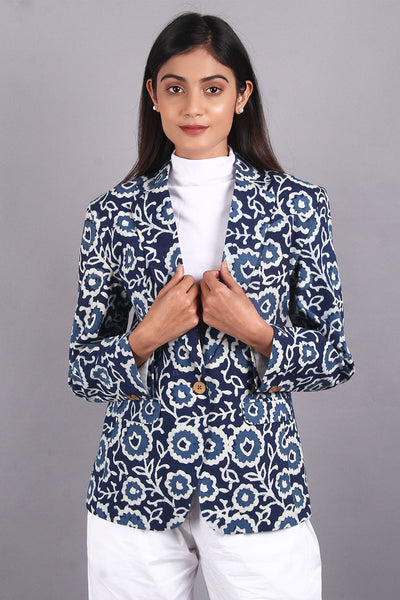 Indigo Blue Cotton Blazer