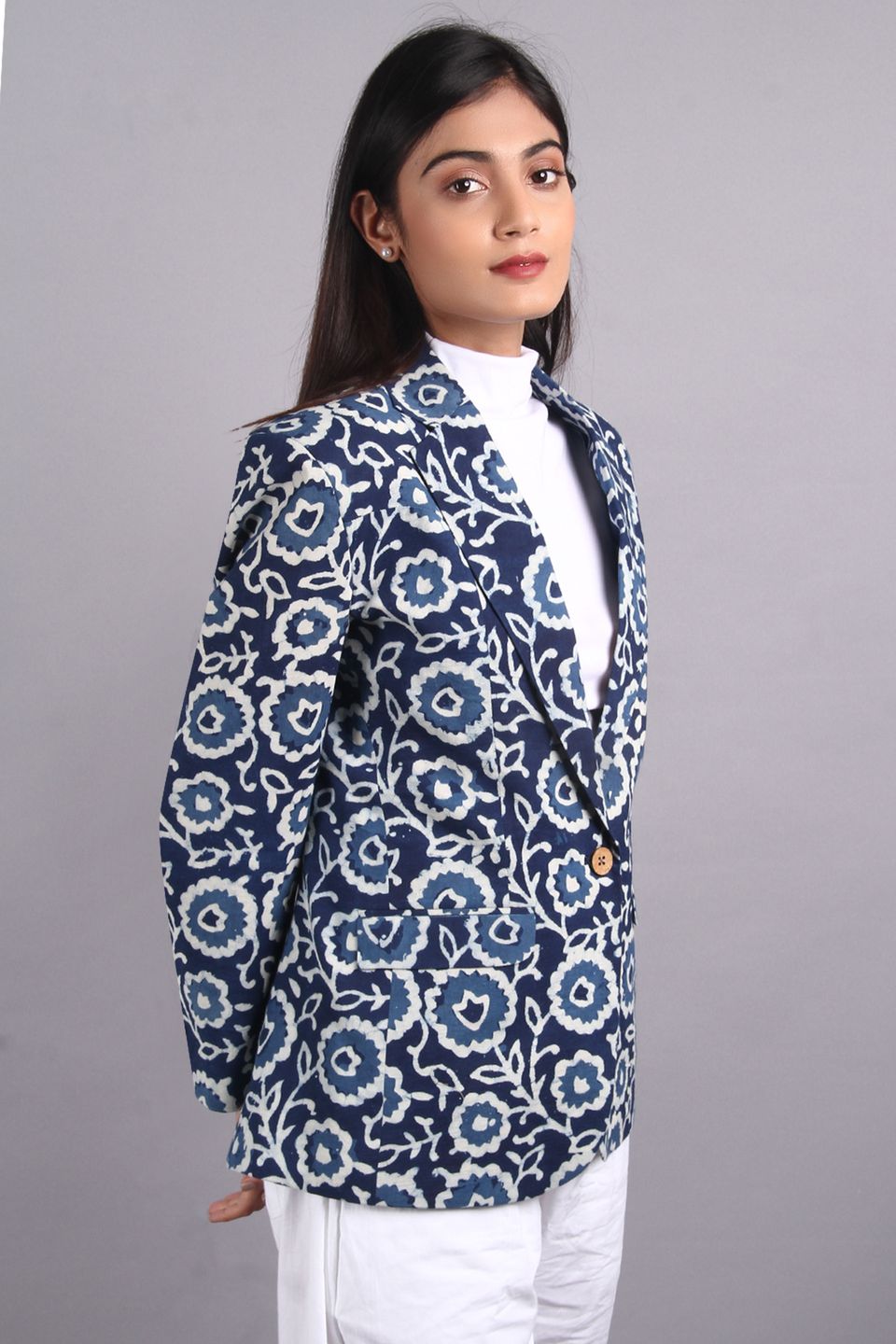 Indigo Blue Cotton Blazer