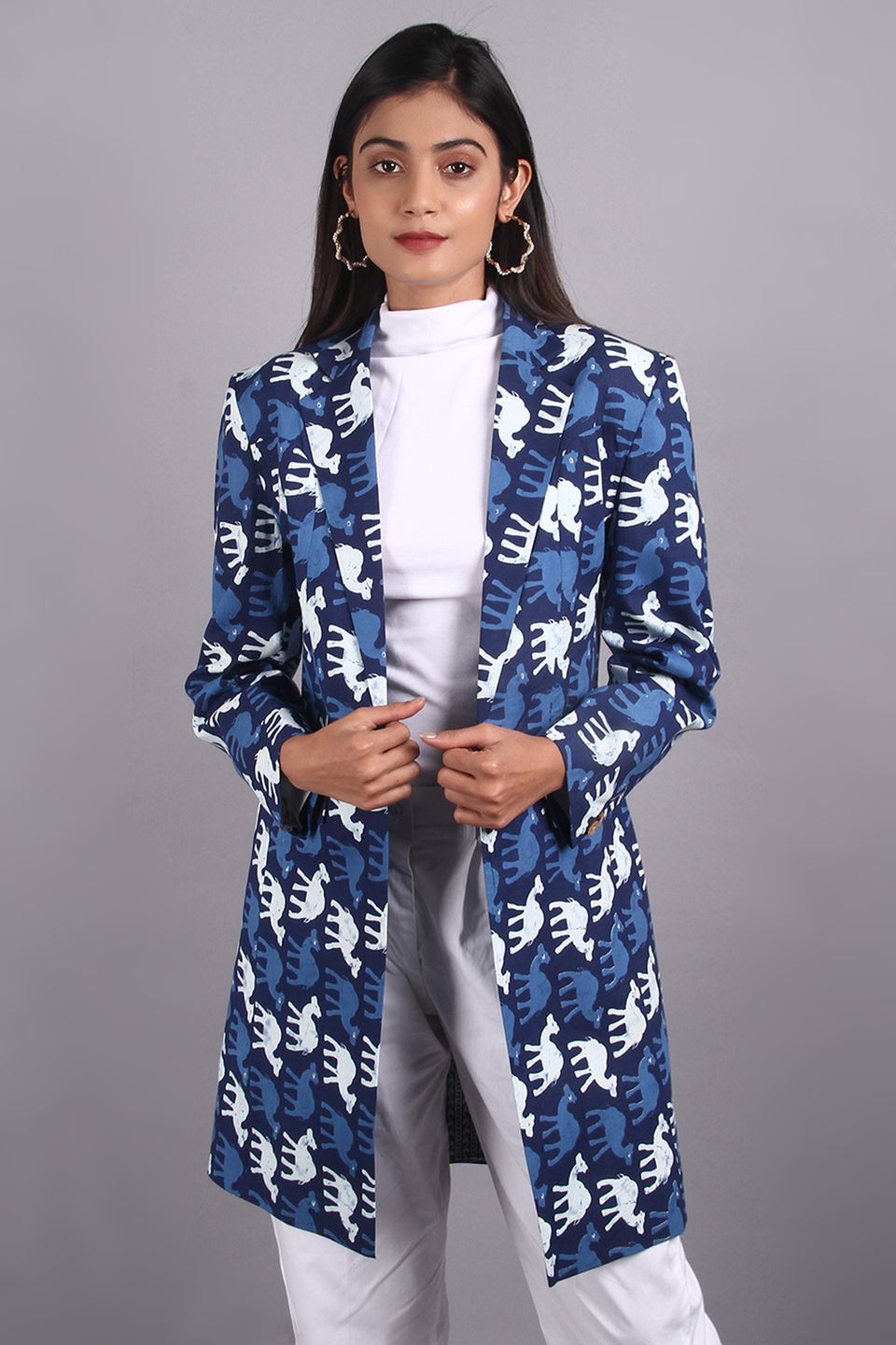 Blazer en coton bleu indigo