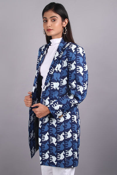 Blazer en coton bleu indigo